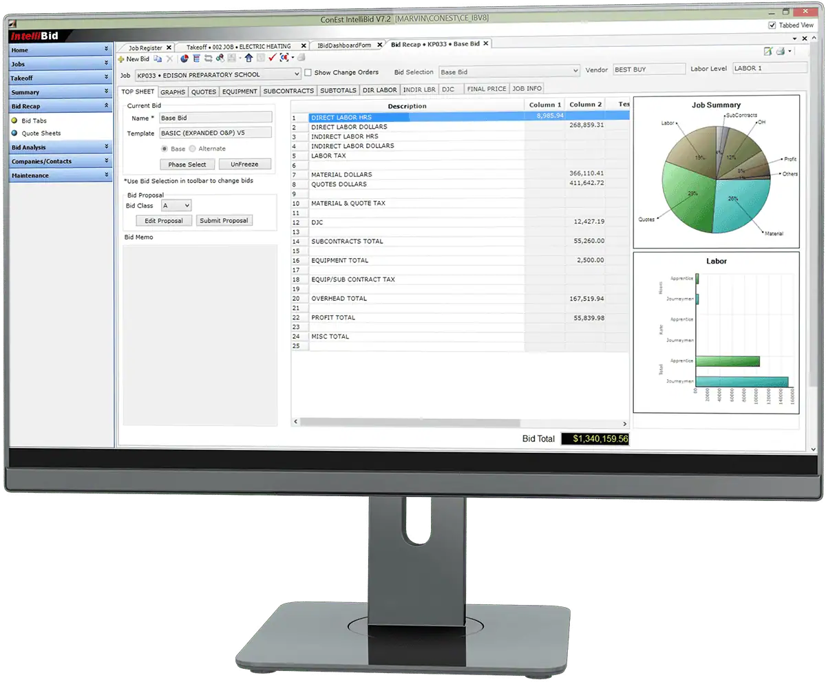 Front-Left-Facing-Monitor-Mockup IntelliBid Electrical Estimating Software - Plus Desktop Example