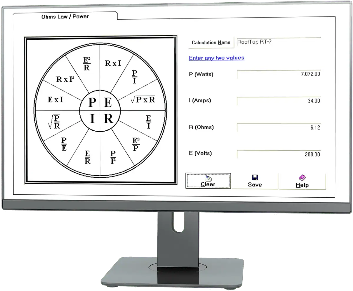 Electrical-Formulas-Front-Left-Facing-Monitor IntelliBid Electrical Estimating Software - Electrical Formulas Add-On