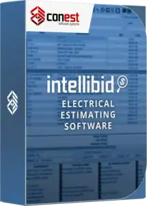 IntelliBid Box Mockup 2026 Web Conest Intellibid electrical estimating software product image.